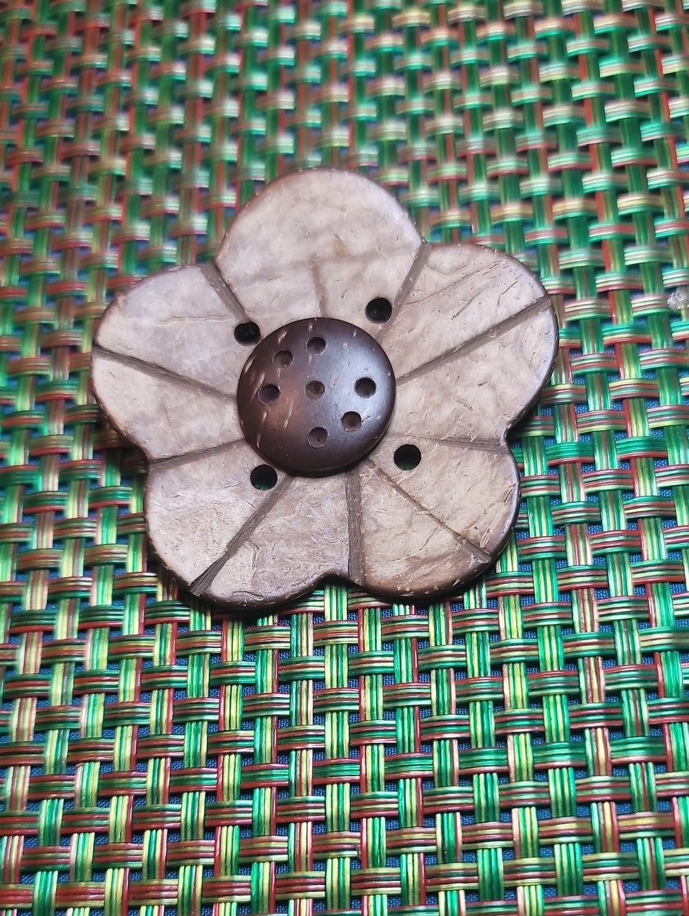 Handmade  From Coconut  Flower Button Brooch